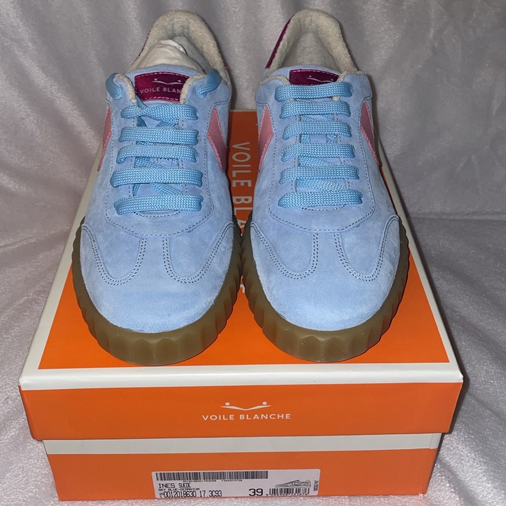 NWT VOILE BLANCHE INES Suede Sneakers in Light Blue-Pink - Picture 8 of 15